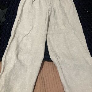 Reformation Cream Wide-Leg Linen Pants